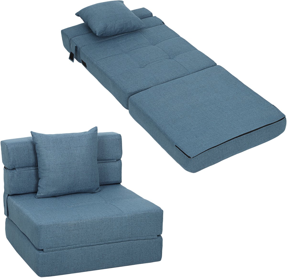 HOMCOM-Stoelbed-Polyester-70x70x61cm-Blauw