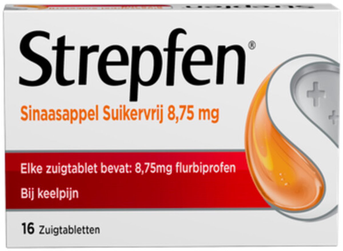 Strepfen Sinaasappel Suikervrij - 3 x 16 zuigtabletten