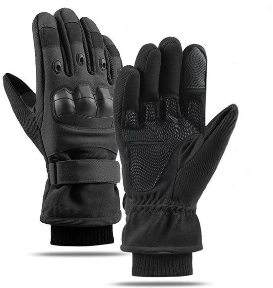 Motorhandschoenen Heren – Motorhandschoenen - Warme Winterhandschoenen Met Touchscreen En Harde Beschermhoes – Antislip Fiets- En Motorrijhandschoenen Voor Buitenactiviteiten En Dagelijks Gebruik - Zwart - XL