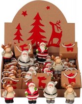 24 stuks - Kerstbeeldjes - Kerstman - Rendier - Kerstfiguren in tasje - in displaydoos