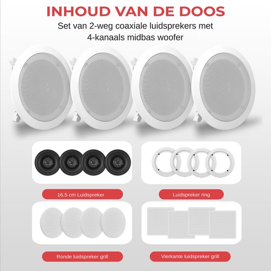 Pyle Luidsprekers, 4 Bluetooth Plafondluidprekers 200 Watt, Inbouwluidsprekers voor Thuis — afbeelding 4