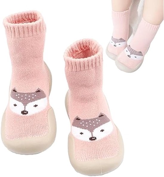 Antislip pantoffels voor baby's, enkellaarsjes, peuterschoenen, babysokjes met antislip rubberen zolen, geschikt voor jongens en meisjes van 12-18 maanden