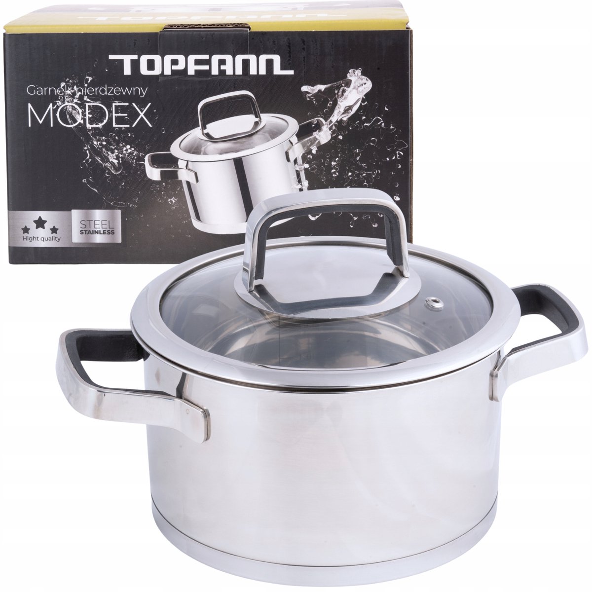 RVS Pan 18cm 2.6L met Glazen Deksel - Geschikt voor Inductie