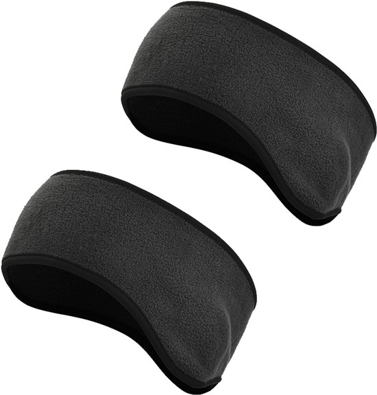 2-pack unisex sporthoofdbanden, wintersporthoofdbanden, met oorkappen, elastisch ontwerp, geschikt voor joggen, hardlopen, wandelen, fietsen en motorrijden,Grijs