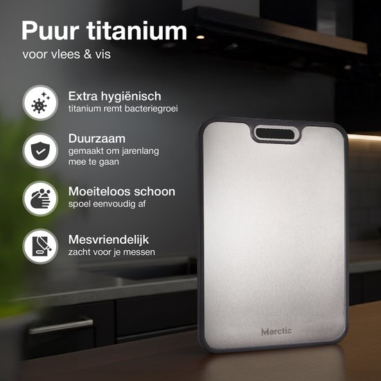 Titanium Snijplank – Dubbelzijdig met Tarwevezel – Metalen Snijplank – Hygiënisch & Roestbestendig - Vermijd Microplastics