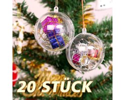 20 x plastic ballen - kerst hangers - kerstversiering -8CM kerstballen - kunststof ballen - plastic ballen om te vullen - voor kerstboom、 kerstboomdecoratieset 、Kerstmis Nieuwjaar Gift Present(Geen koord)