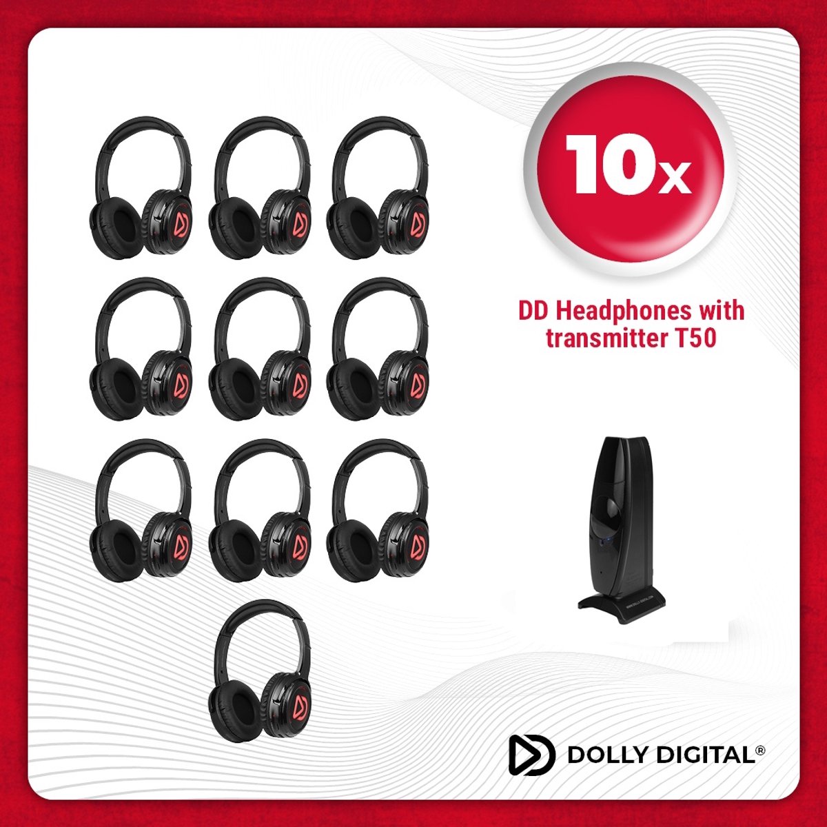 Complete set met 10 Silent Disco koptelefoons | Draadloze Koptelefoons voor groepen | MEEST VERKOCHT| Dolly Digital®