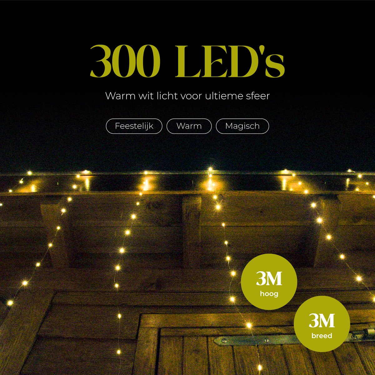 Giftmas LED Lichtgordijn – Inclusief Afstandsbediening - 300 LED's – 3x3m - Kerstversiering - Lichtgordijn Binnen en Buiten – foto 4