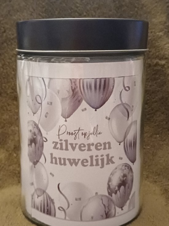 Snoeppot Zilveren Huwelijk Cadeau 25 Jaar Getrouwd Luxe Glazen Pot snoeppot-zilveren-huwelijk-cadeau-25-jaar-getrouwd-luxe-glazen-pot