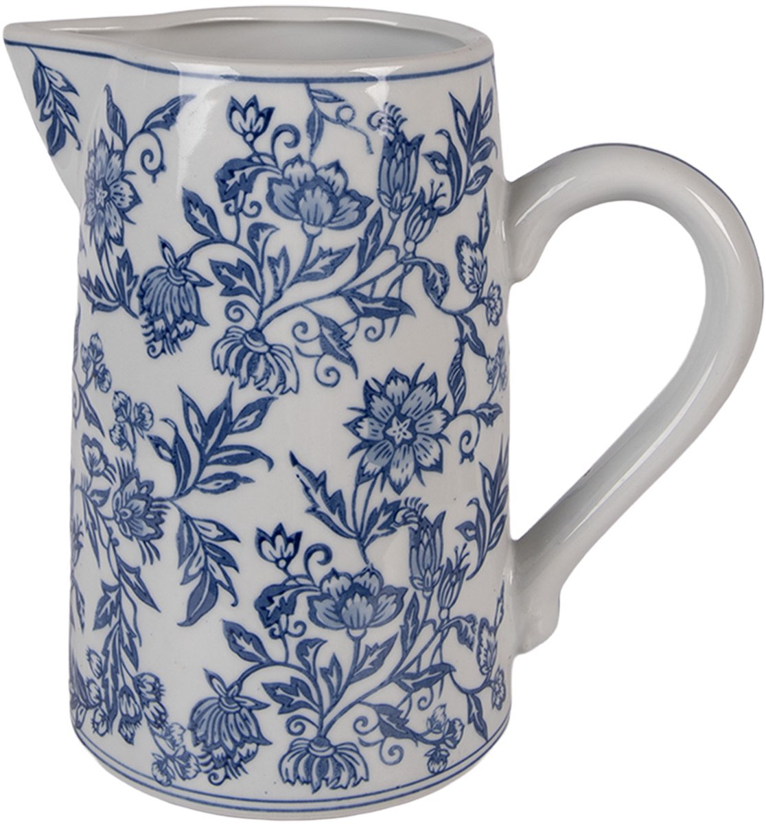 Clayre & Eef Decoratie Kan 21x13x21 cm Wit Blauw Keramiek