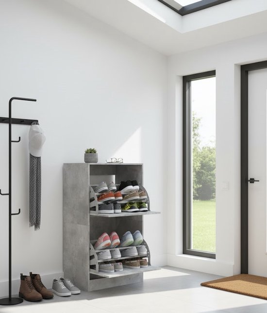 FSR177-H-SCH Schoenenkast Zwart - 19cm Ultra Smal - Gratis