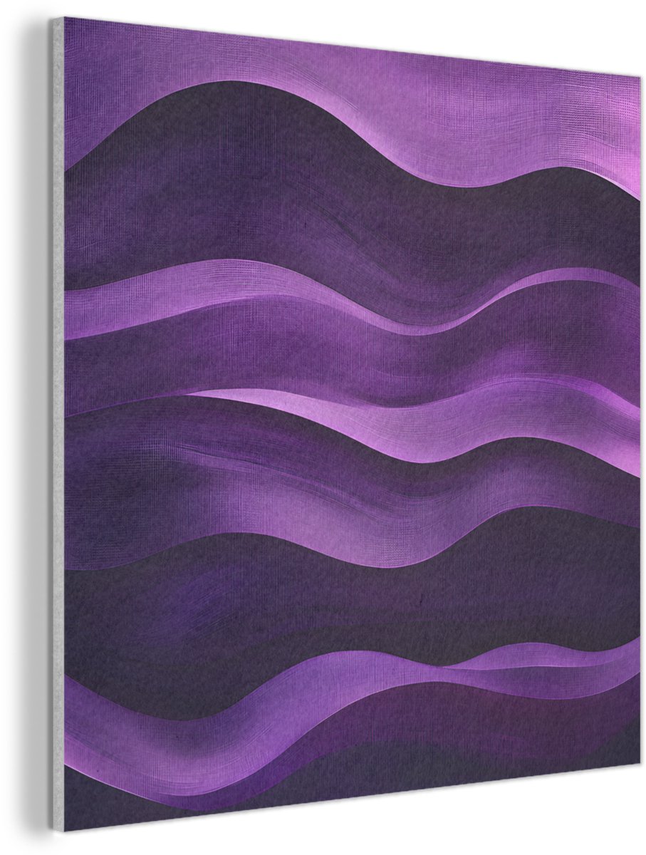Akoestisch wandpaneel 60x60 cm - Vilt schilderij Golven - Abstract - Paars - Akoestische panelen - Geluidsdempende wanddecoratie - Geluidsisolatie woonkamer - Muurdecoratie geluidspanelen