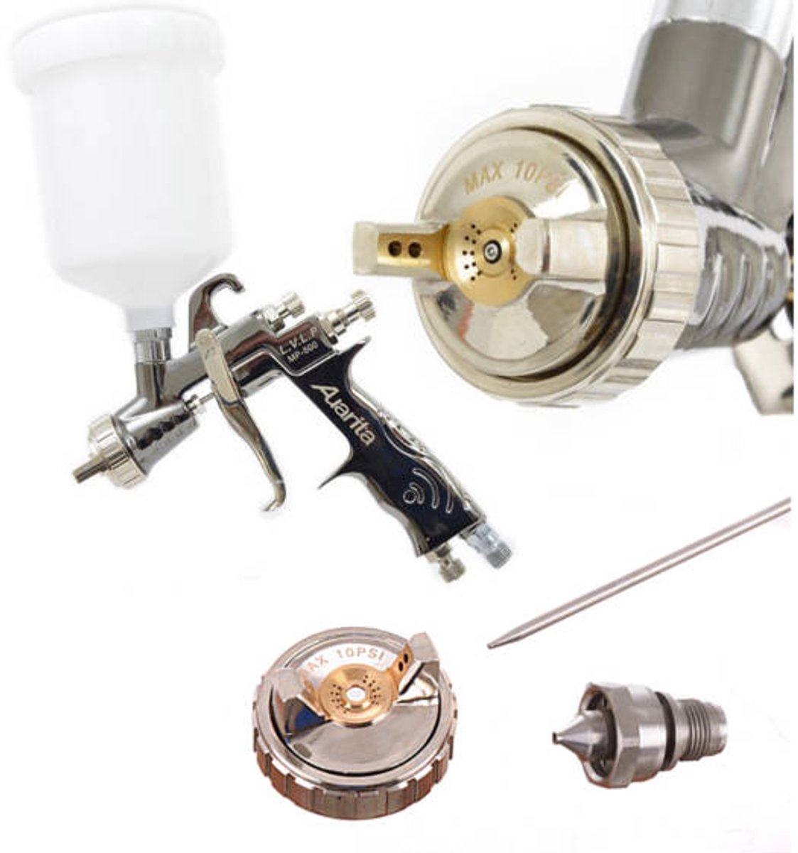 auarita lvlp Verfspuitpistool 1,7 + 1,4mm Mondstuk, 600ml tank