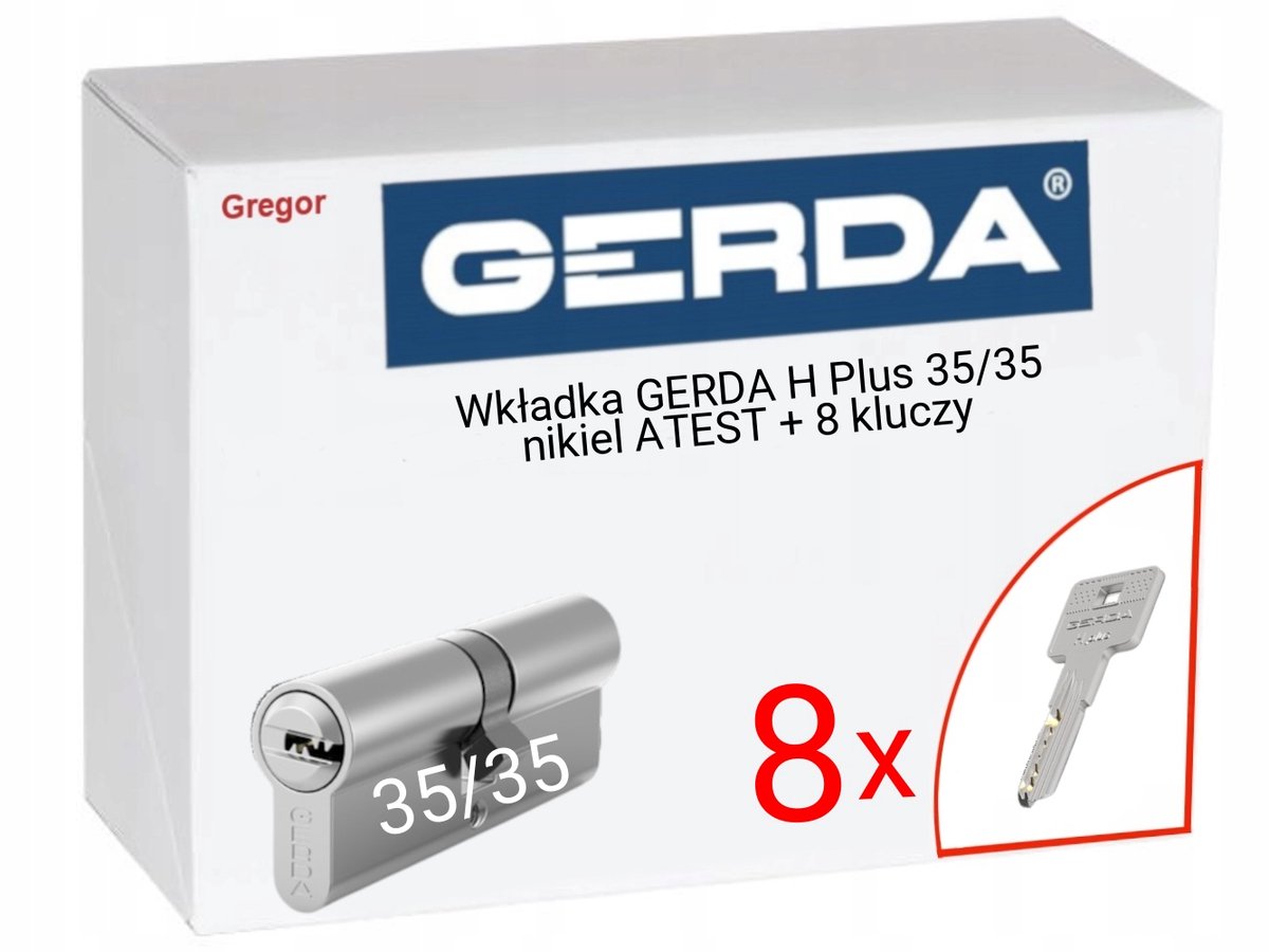Gerda H-Plus Cilinder 35/35 Nikkel, 8 Sleutels, ATEST