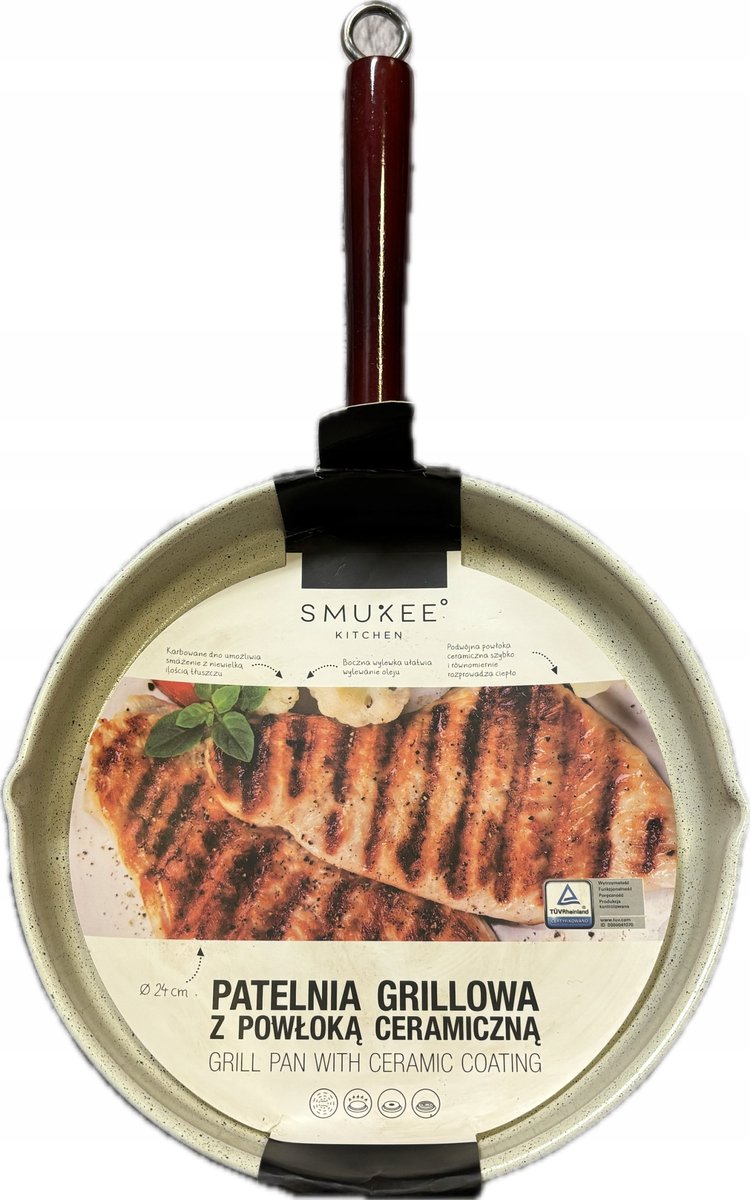 Grillpan 24cm Smukee Dubbele Anti-aanbaklaag