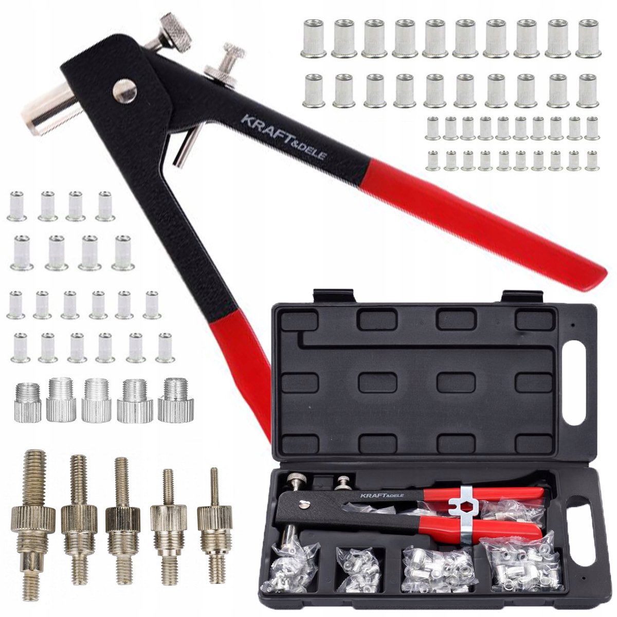 Klinknageltang M3-M8 Set 106 onderdelen Kraft&Dele KD10555