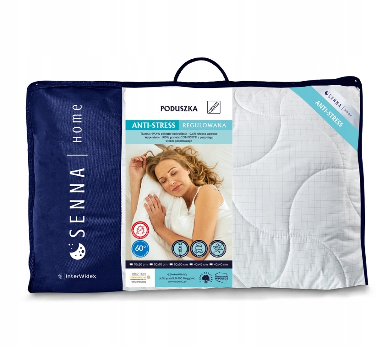 Antistresskussen 50x70cm - Verstelbaar met ritssluiting - Hypoallergeen