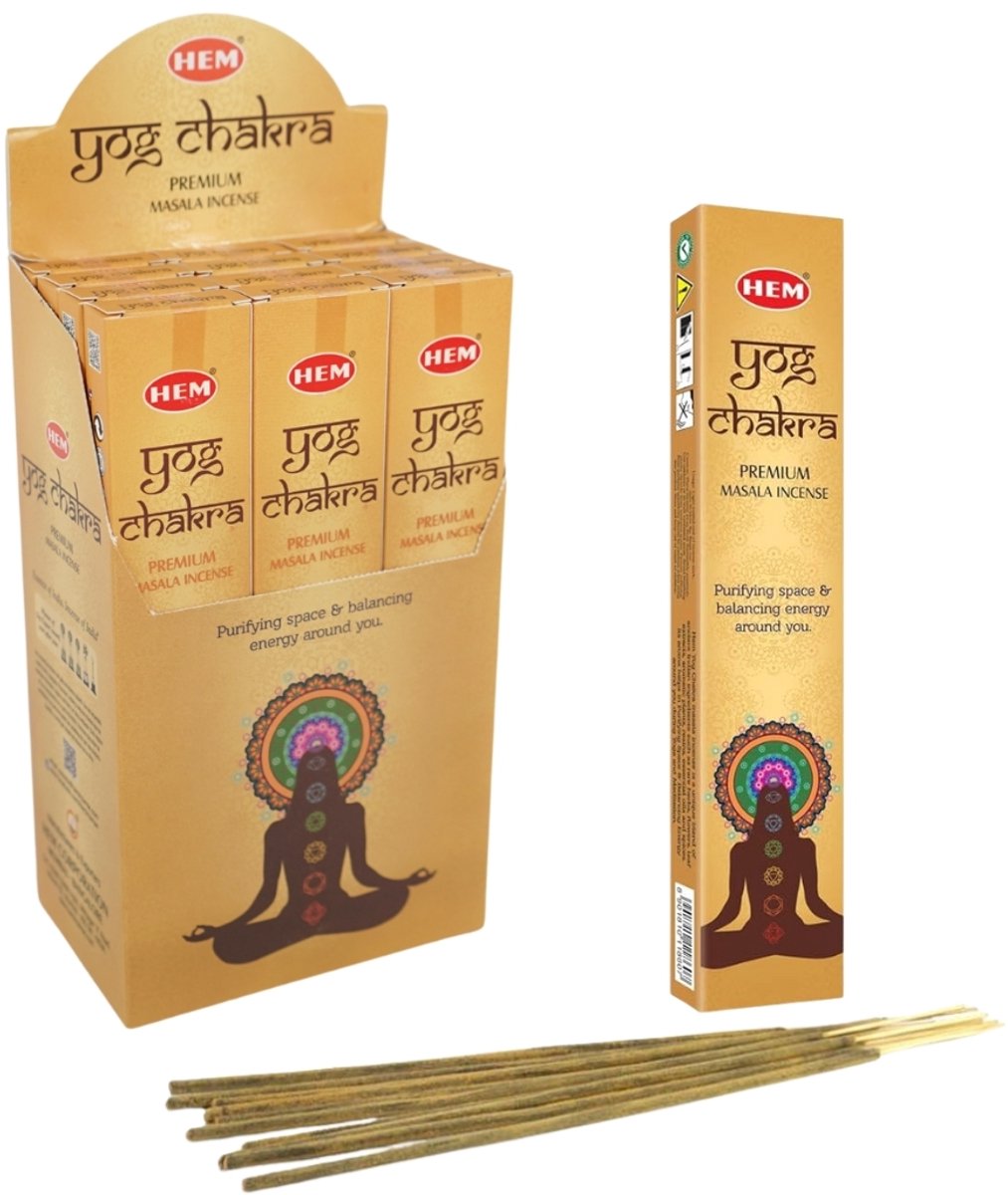 K&Donline Hem - Masala - Wierook Stokjes - Incense Sticks - Yog Chakra - 12 pakjes a.15 gram Multicolor