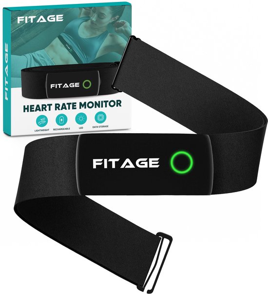 FITAGE Hartslagmeter L HRM-DUAL - Hartslagmonitor Band met Bluetooth en ANT+ Sensor - Oplaadbare Batterij
