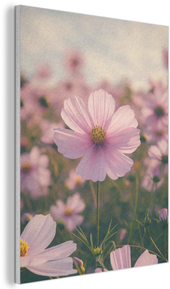 Akoestisch wandpaneel 50x70 cm - Vilt schilderij Bloemen - Paars - Wazig - Akoestische panelen - Geluidsdempende wanddecoratie - Geluidsisolatie woonkamer - Muurdecoratie geluidspanelen