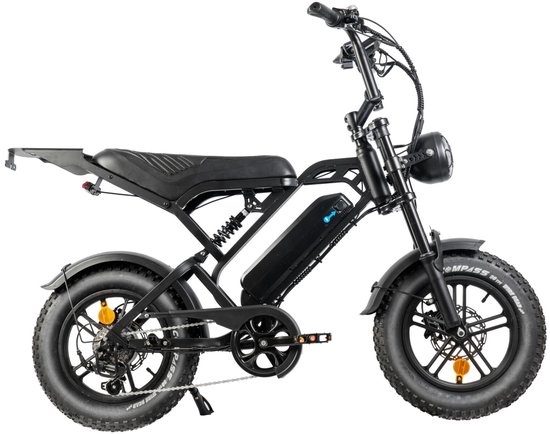 QMWHEEL V20 Pro Mini Elektrische Fatbike - 16 Inch - 250W Motor - 7 Versnellingen - 40 km Actieradius - Hydraulische Schijfremmen - Zwart van QmWheel — afbeelding 4