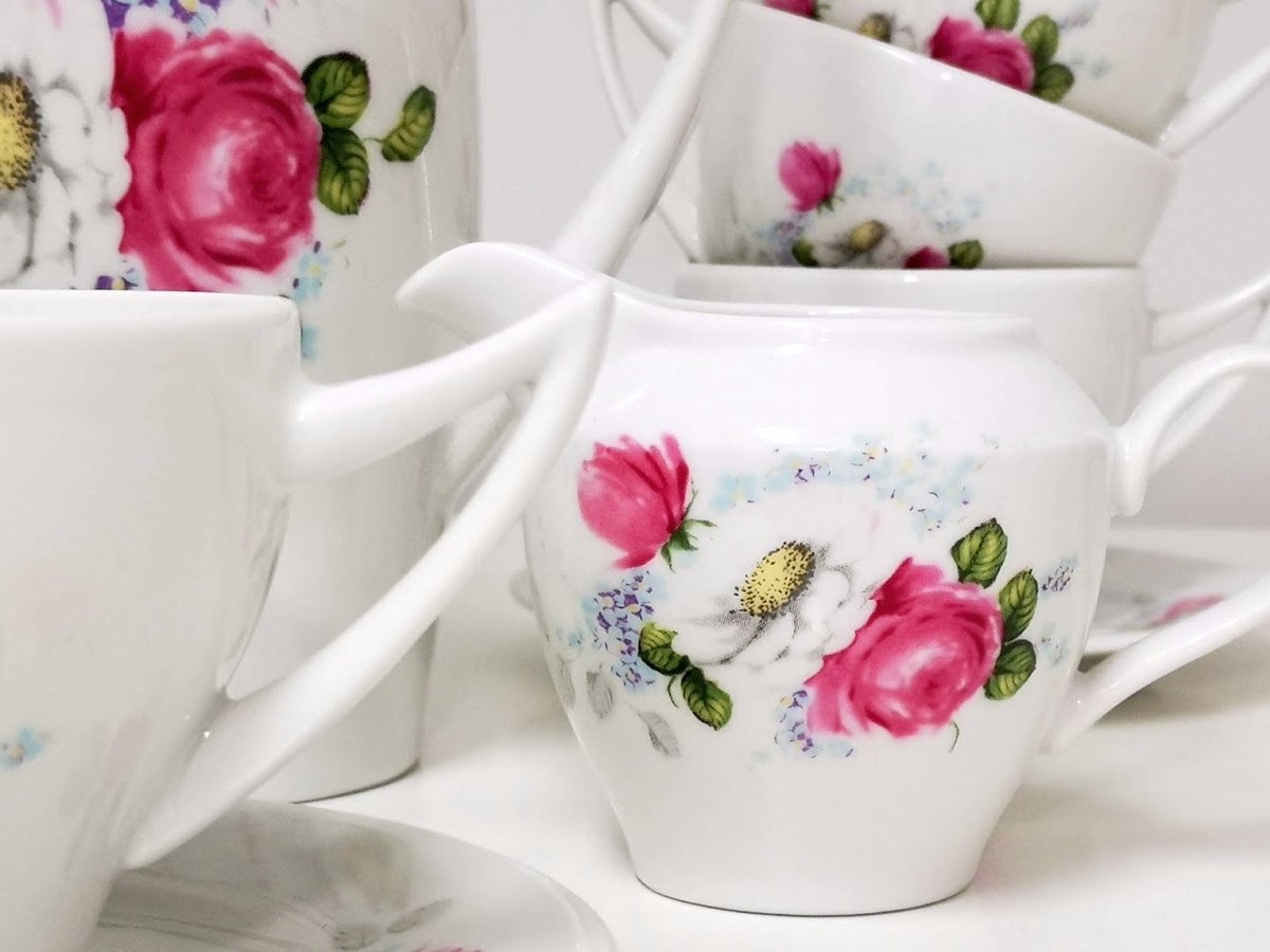 Koffieservies 12 personen, 27 delen, Koliber, Wit Porselein
