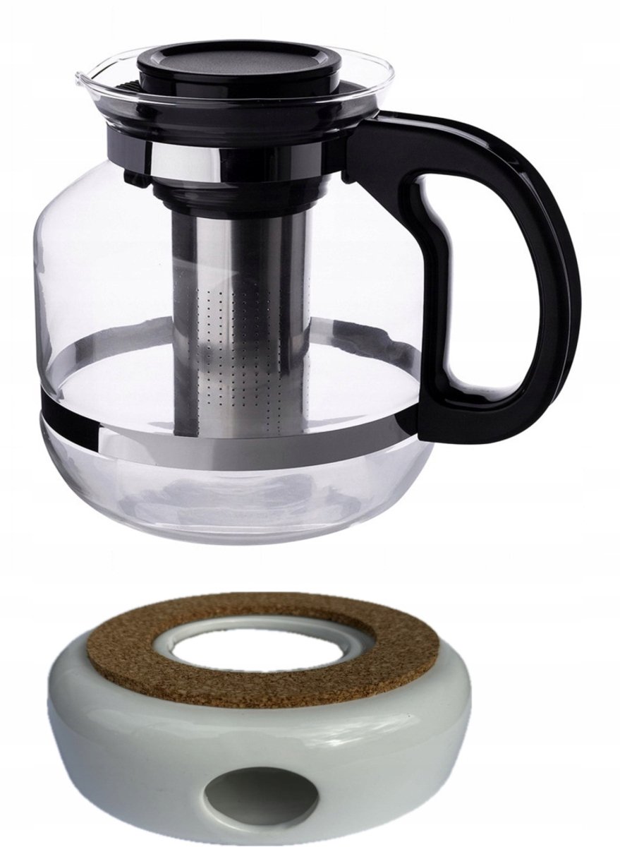 Glazen Theepot met Warmer 2.6L - Voor Thee, Koffie & Kruiden