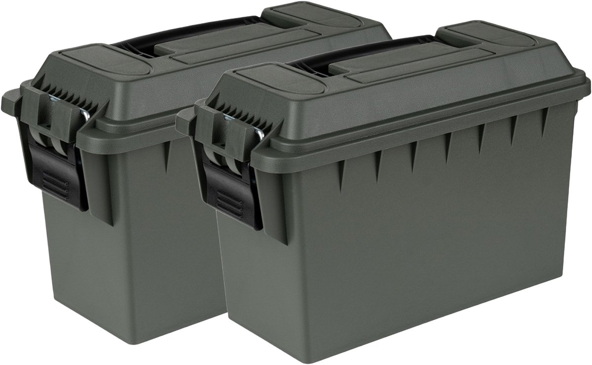 Fosco industries outdoor/tuin opberg box - 2x - waterdicht - groen - 7 liter- 29 x 13 x 18 cm- kunststof