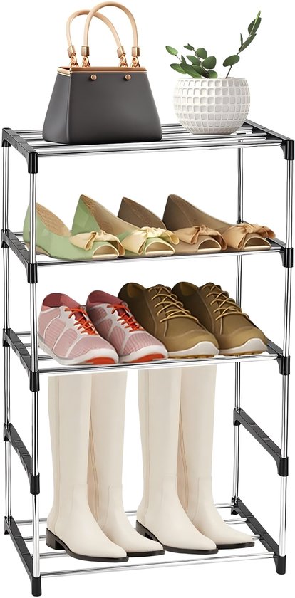 Étagère à chaussures simple à 5 niveaux, noire