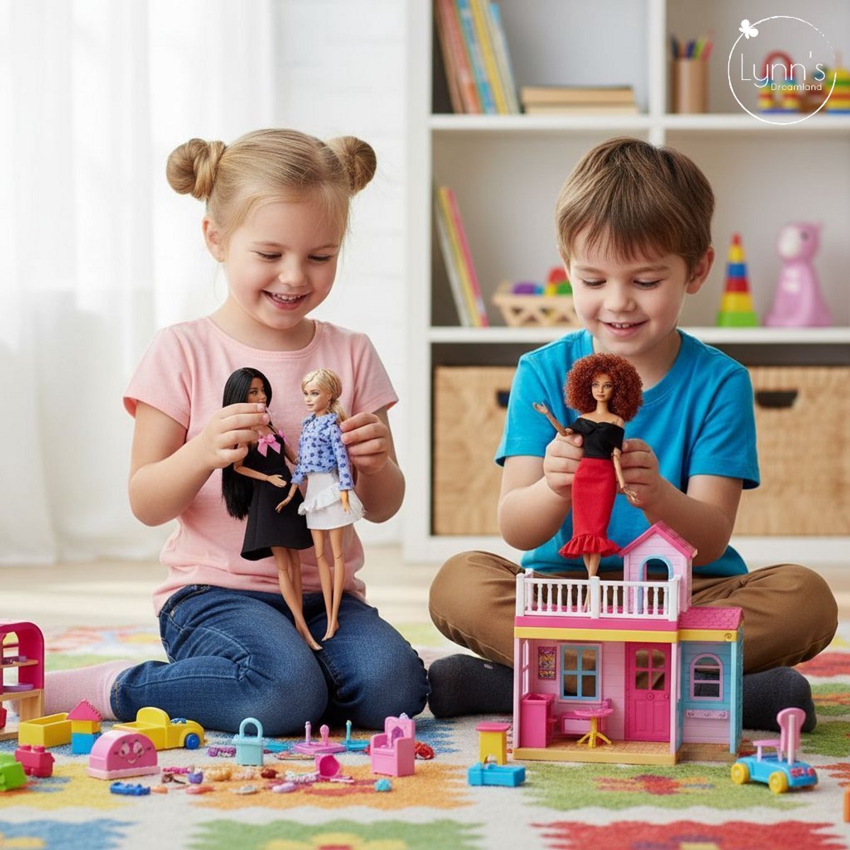 Lynn's poppenkleertjes - Set 'Riley - Geschikt voor modepop - Set van 6 outfits - Jurk, broek, rok, topje, trui, jas - In cadeauzakje — afbeelding 11