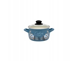 Blauwe Emaille Pan 16cm 2.2L met Glazen Deksel - Koken met Stijl