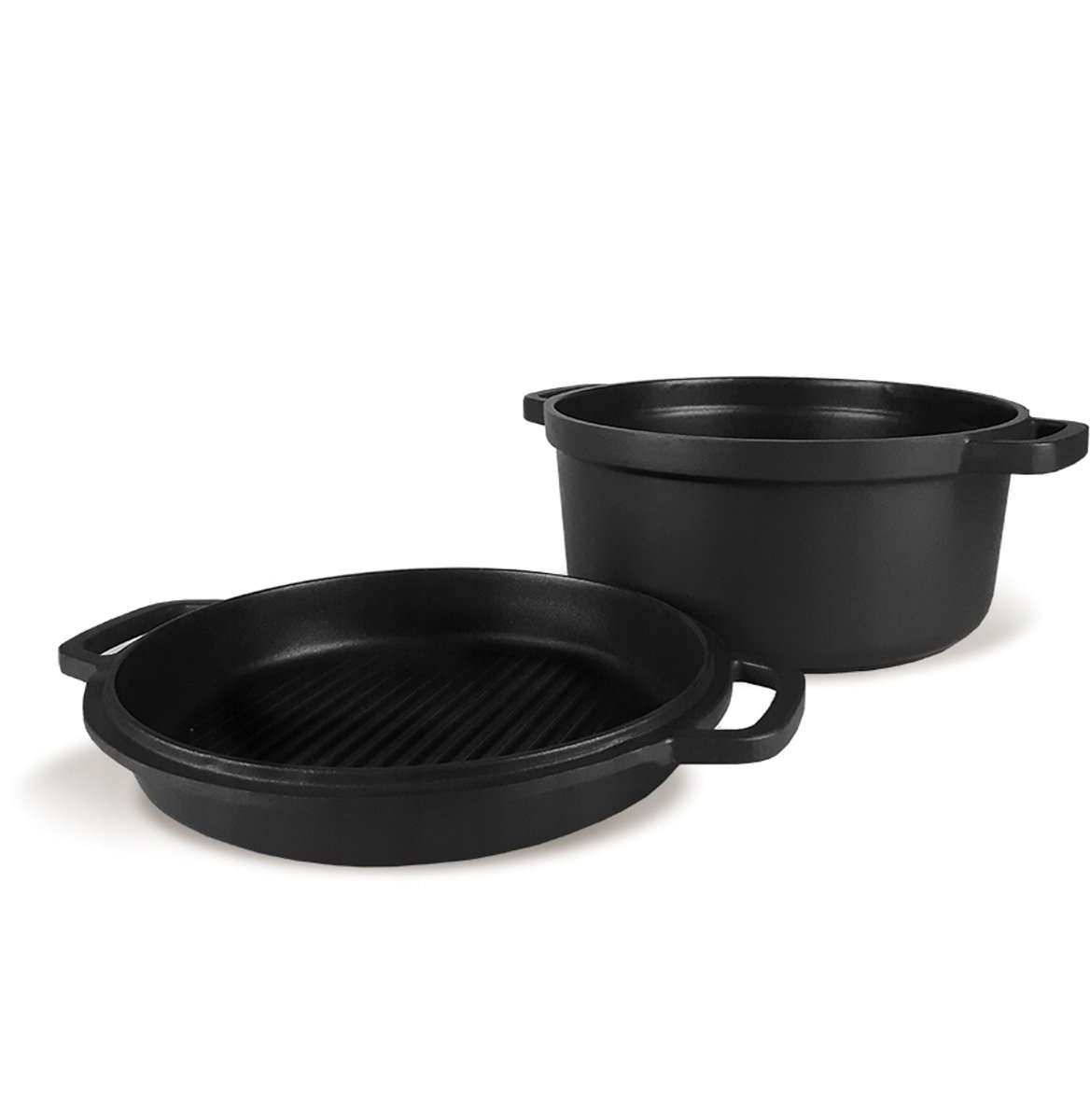 Maestro Ovale Aluminium Braadpan met Grillplaat 3.3L - Zwart