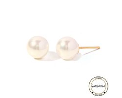 Borasi Parel Oorbellen Goudkleurig | Goldplated | 10mm | Oorknopjes | Parel Oorknopjes | Dames Sieraden | Oorbellen | Luxe Gechenkzakje |