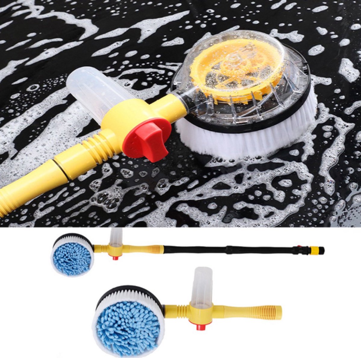 Auto Ultra Reinigingsborstel Set Roterende Was Borstel Kit Microfiber Anti Kras Krachtige Was Mop Set Lange Handvat Automatische Autowasserette borstel Home Auto Velgen Banden Body Schuim Schoonmaak Set