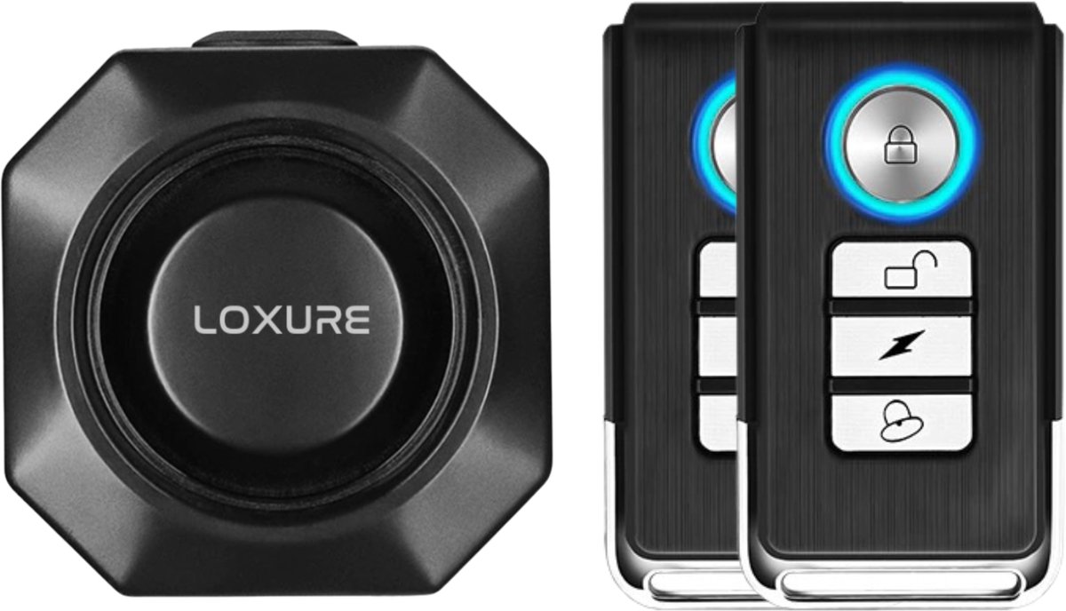 Loxure Fietsalarm+ met Bevestigingsset en 2 Afstandsbedieningen 3D-sensor - 3 Geluidssterktes - Waterdicht - USB-C oplaadbaar