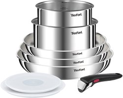 Tefal Ingenio Emotion L8968S04 – 8-delige pannenset – RVS – Stapelbaar – Zonder anti-aanbaklaag / Zonder coating – Geschikt voor alle warmtebronnen – Pannenset Inductie
