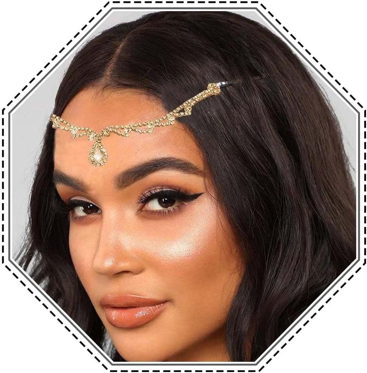 JHubers Goods - Kristallen Hoofd Ketting - Gouden Haar Sieraden Accessoires Vrouwen - Bergkristal Kristal