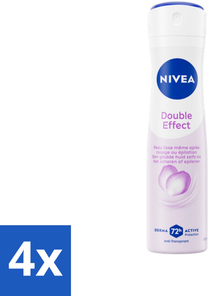 4 x NIVEA Deodorant Spray Double Effect 150 ml - NIVEA Deodorant Spray - 24 Uur Bescherming - Anti-transpirant - Okselverzorging - Avocado-extract
