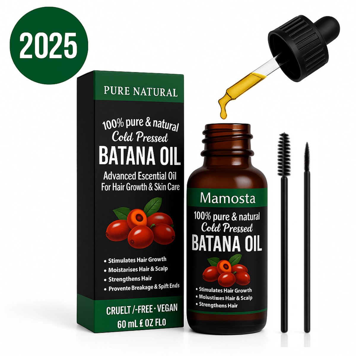 Mamosta® Batana Olie - Huidolie & Haarolie - Haargroei Serum Oil - Baardolie - 60 ML