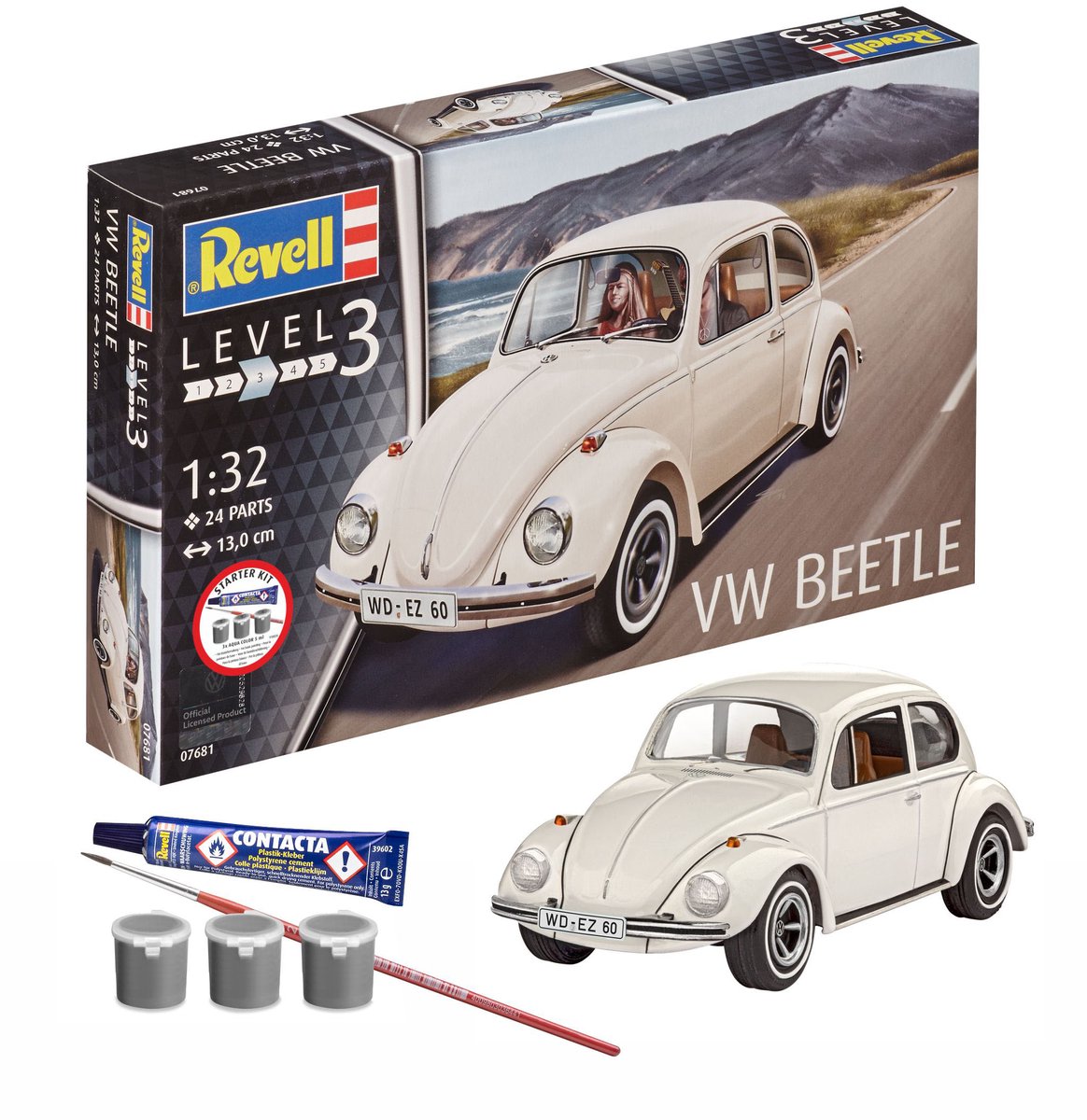 Revell Modelbouwpakket Auto - 77681 Volkswagen VW Beetle - Auto - Starter Kit Plastic - 1:32 - Modelbouw