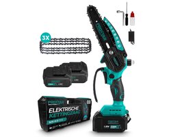ProXtar Mini Kettingzaag - Kettingzaag - Snoeizaag - Takkenzaag - Handzaag - Inclusief Opbergkoffer, 2 Accu's & 3 Kettingen - Automatische Kettingsmering - Brushless