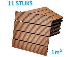 Composiet vlondertegels 30x30 cm | Kliktegels voor tuin & terras | Set van 11 stuks | Roodbruin