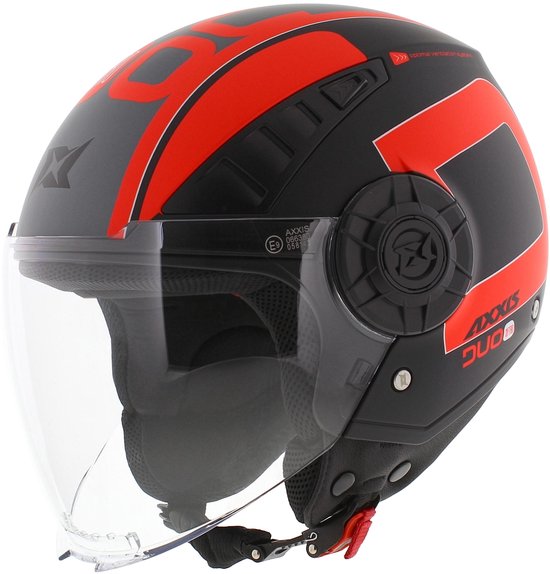 Axxis Metro S jethelm Duo mat zwart rood - Maat XXS - Kinder helm voor scooter & motor