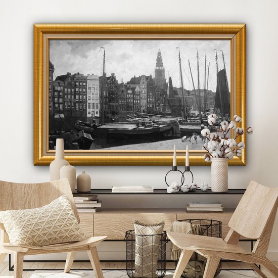 Oeuvre de Peinture sur Toile - Maîtres Anciens - Cadre - Or - 150x100 cm - Art Décoration murale