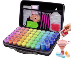 BOTC Diamond Painting Opbergdoos - 60 Potjes - 90 Delig Sorteerdoos set Incl. Toolkit - Zwart
