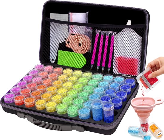Diamond Painting Opbergdoos - 60 pots - Incl. 21 Toolkit - Valise de tri