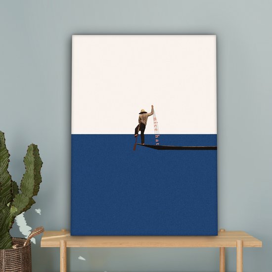 Toile - Abstrait - Bateau - Mer - Texte - Chapeau - Abstrait - 60x80 cm - Canvasdoek - Peinture sur toile