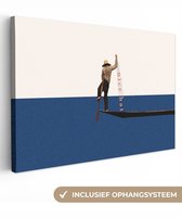 Toile - Abstrait - Bateau - Mer - Texte - Chapeau - Abstrait - 90x60 cm - Canvasdoek - Peinture sur toile