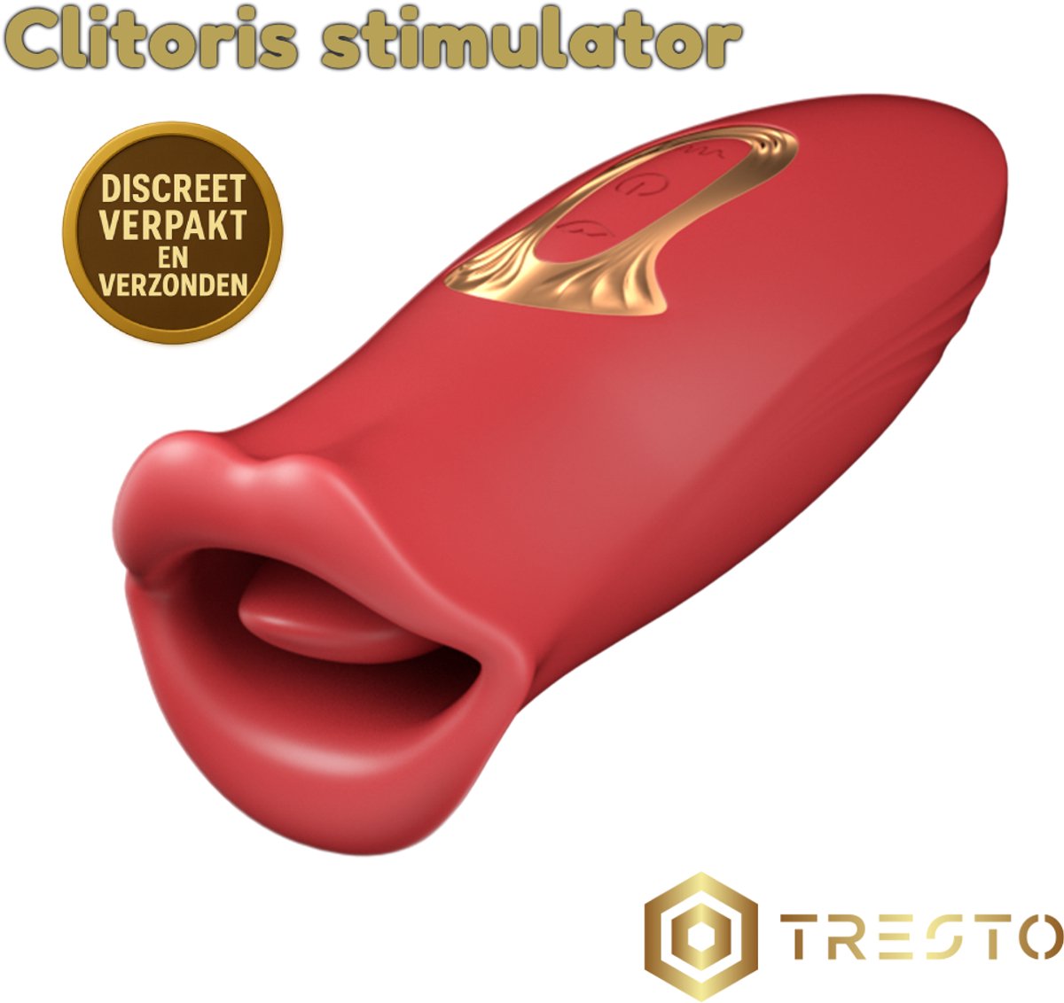 TRESTO - Rood Mond Vibrator - Trilt – 10 Standen - 5 Vibrator Standen– Rode Siliconen Vibrator - Bijt-Zuig -Clitoris Stimulator – Intense Sex Orgasme – Seks speeltjes – Cadeau - Vrouw - Voor haar