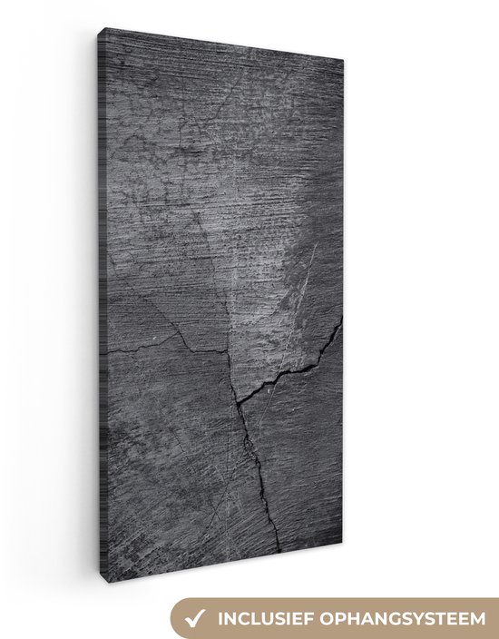 Toile Peinture Béton - Zwart - Fissure - 20x40 cm - Décoration murale